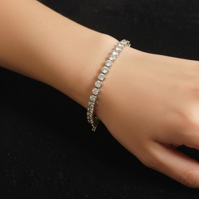 TRISA the radiance Crystal Diamond Sterling Silver Hand Thong