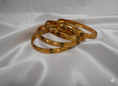 Atrangiaura Brass Gold-plated Bangle Set(Pack of 4)