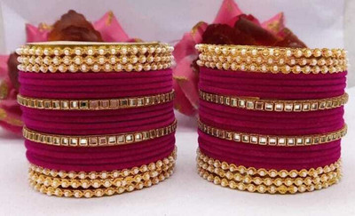 Ha Meem Metal, Alloy Pearl Bangle Set(Pack of 10)