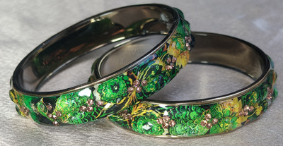 NG collection Glass Crystal Bangle Set(Pack of 2)