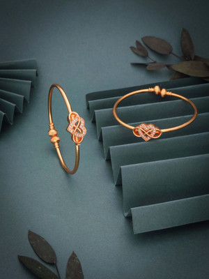 Parisal Brass Diamond Gold-plated Bangle Set(Pack of 6)