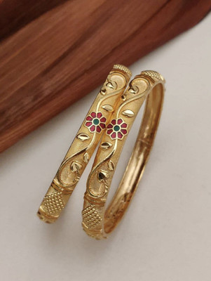 DELOCRAFT Brass, Alloy Gold-plated Bangle Set(Pack of 2)