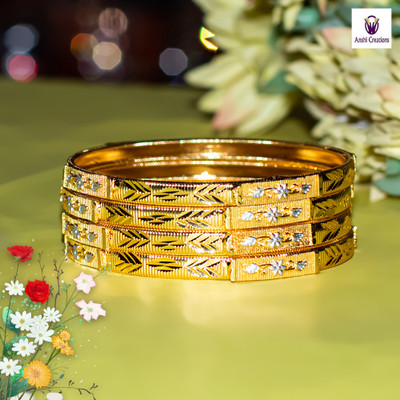 Anshi Creations Brass Gold-plated Bangle Set(Pack of 4)