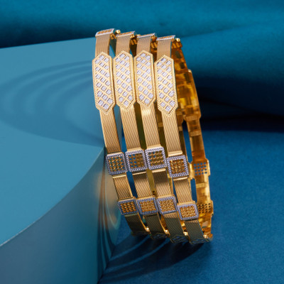 CYGNI Brass Gold-plated Bangle(Pack of 4)