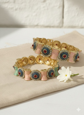 JOHORI Brass Crystal Brass Bangle Set
