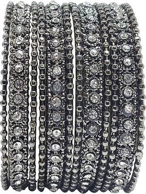 Chrishan Metal Black Silver Bangle Set