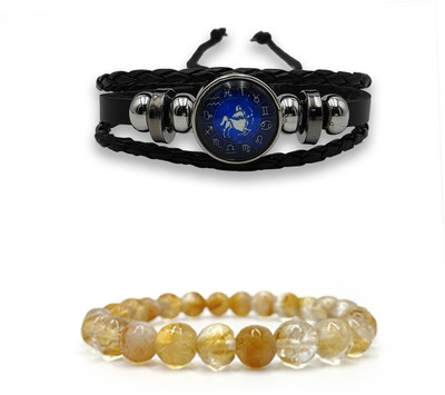 BHAGYA G Citrine Crystal Bracelet(Pack of 2)