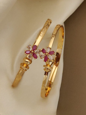 Khushi Fashion Alloy Cubic Zirconia Gold-plated Bracelet Set(Pack of 2)