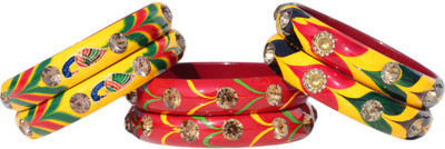 MANVI FASHION Lac Crystal Kada(Pack of 6)