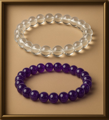 SPYRONIX REAL TREASURE Stone, Amethyst, Clear Quartz Bracelet(Pack of 2)