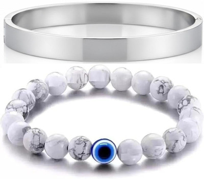 IKONKARR Stone, Evil Eye, Stainless Steel Bracelet(Pack of 2)