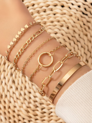 Jewels Galaxy Alloy Gold-plated Bracelet Set(Pack of 6)