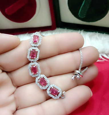 Adore Stone Ruby Silver Bracelet