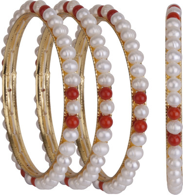 DD Pearls Mother of Pearl Pearl Gold-plated Bangle Set(Pack of 4)