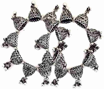 Kaima Alloy Beads Silver Bangle Set(Pack of 2)
