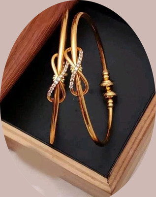 Arti creations Brass Cubic Zirconia Gold-plated Bangle Set(Pack of 2)