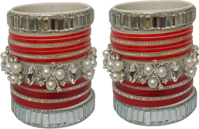 Ashnit Plastic Silver Bangle Set(Pack of 10)