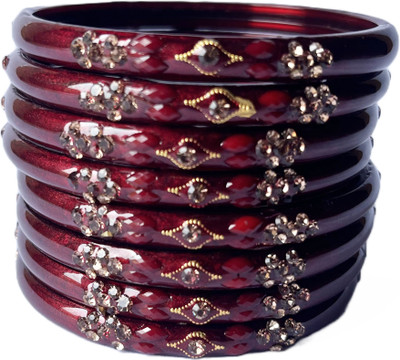 Bhooprama Glass Crystal Enamel Bangle Set(Pack of 8)