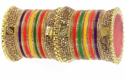 Bulk Trendz Plastic Cubic Zirconia Gold-plated Bangle Set(Pack of 10)