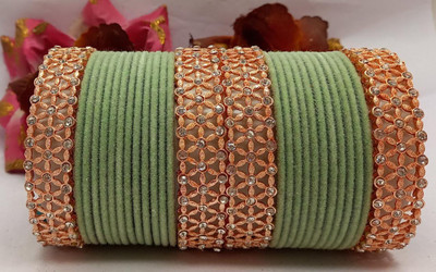 Rajwadi Brass, Copper Cubic Zirconia Brass Bangle Set(Pack of 28)