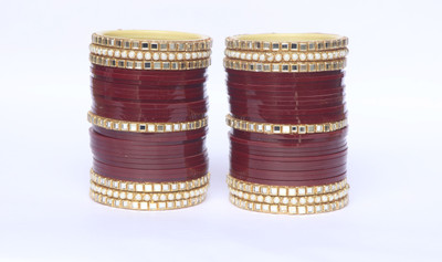 Valya Plastic Garnet Bangle Set(Pack of 40)