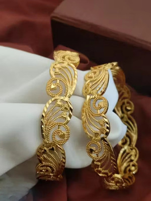 Dressberry Brass Diamond Gold-plated Bangle Set(Pack of 2)