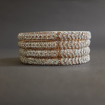 J2N2 Brass Crystal Bangle Set(Pack of 4)