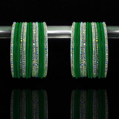 Suhagan Glass Cubic Zirconia Bangle Set(Pack of 24)