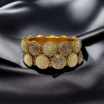 BBS Metal Zircon Gold-plated Bangle Set(Pack of 2)
