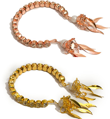 sums jewellery Brass Cubic Zirconia, Crystal Gold-plated Bracelet Set(Pack of 2)