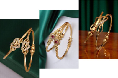 Hetshree Brass Diamond Gold-plated Bangle(Pack of 6)