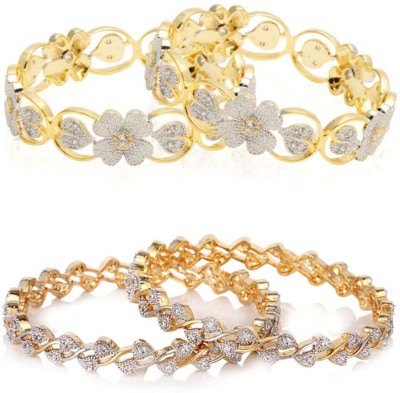 RENAISSANCE TRADERS Alloy Cubic Zirconia Gold-plated Bangle Set