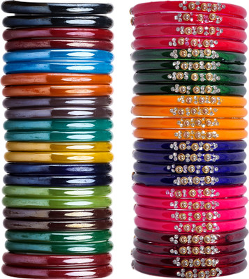 ZINEKA Glass Beads, Zircon Bangle Set(Pack of 10)