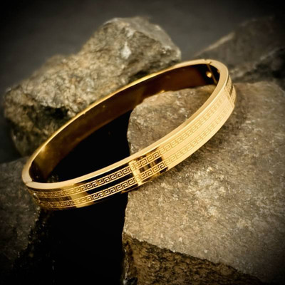 GKKAKADIYA Stainless Steel Gold-plated Kada