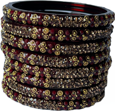 Bhooprama Glass Crystal Bangle Set(Pack of 8)