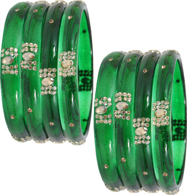 ZULKA Glass Zircon Bangle Set(Pack of 8)