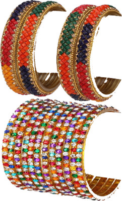 AFAST Glass Crystal Enamel Bangle Set(Pack of 10)