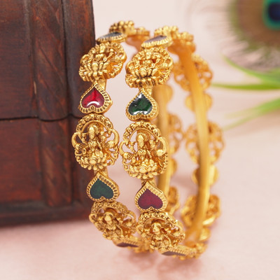 OrnaDzn Zevellery Brass Gold-plated Bangle(Pack of 2)