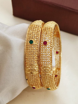 Kriva Trading Brass Gold-plated Bangle(Pack of 2)