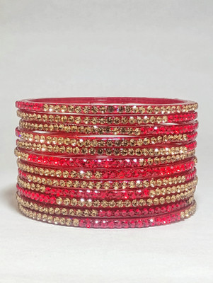 Tanvi enterprises Glass Rhinestone Bangle Set(Pack of 10)