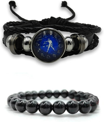 BHAGYA G Black Obsidian Opal Bracelet(Pack of 2)