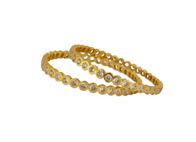 sukkanya Brass Cubic Zirconia Gold-plated Bangle(Pack of 2)
