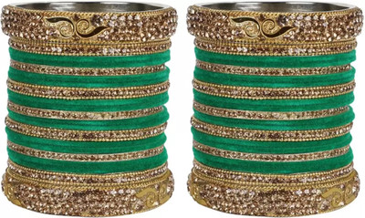 Terraband Alloy Crystal Bangle Set(Pack of 10)