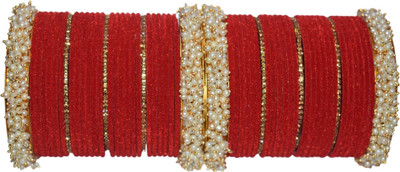 OJHA Metal, Fabric Gold-plated Bangle Set(Pack of 10)