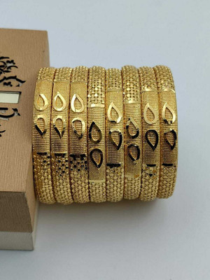 Ambe sales Brass Beads Gold-plated Bangle Set(Pack of 8)