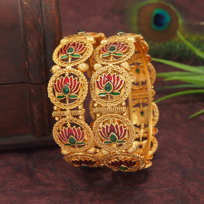 Atulya Brass Gold-plated Bangle(Pack of 2)