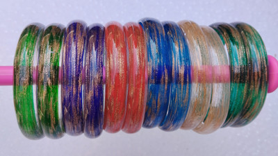 M S suppliers Glass Bangle Set(Pack of 6)