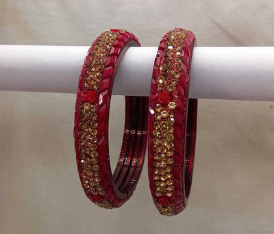 CHURA KING Glass Cubic Zirconia Bangle Set(Pack of 2)