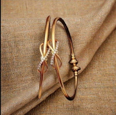 Matram Brass, Alloy Cubic Zirconia Gold-plated Bangle Set(Pack of 2)