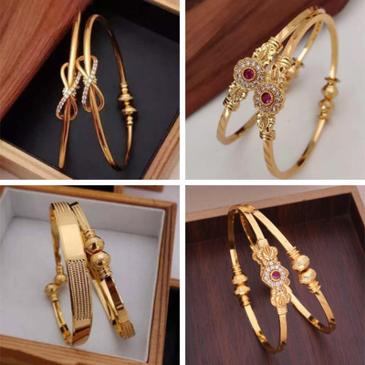 ANOUK Brass Diamond Gold-plated Bangle Set(Pack of 4)